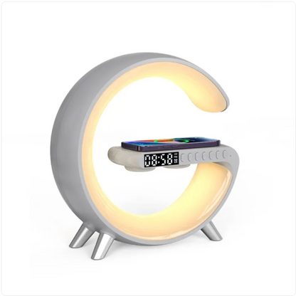 Smart G-Shaped LED Lamp with Bluetooth Speaker & Wireless Charger
